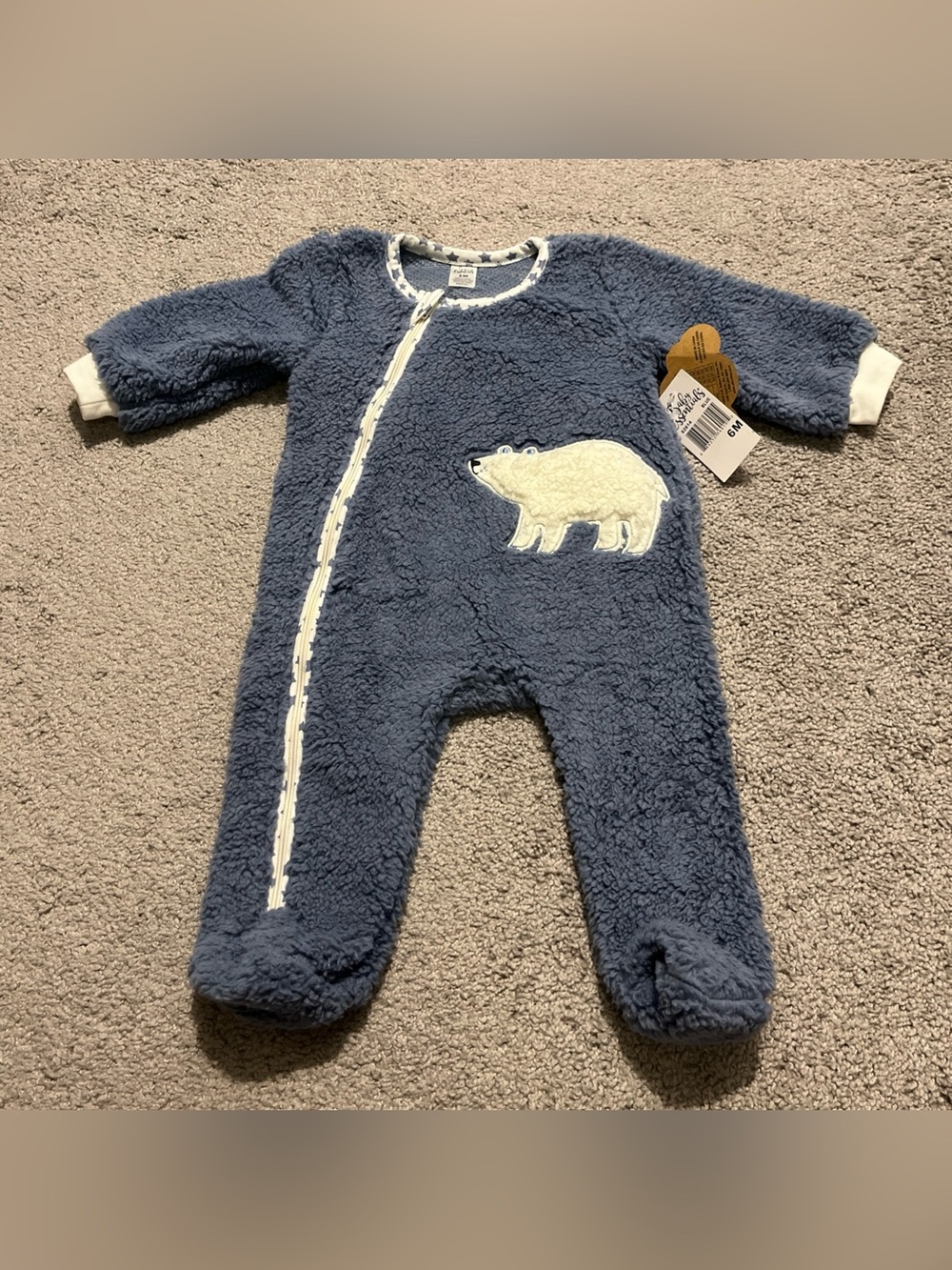 Baby Essentials Blue Long Sleeve Footed Zip One Piece-Size 6m-NWT